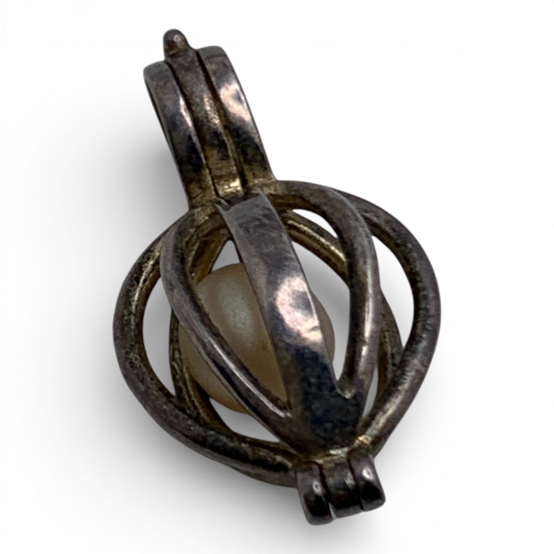 Sterling Silver & Pearl Pendant: Marked 925 - 7/8" Long - 2.1 Grams