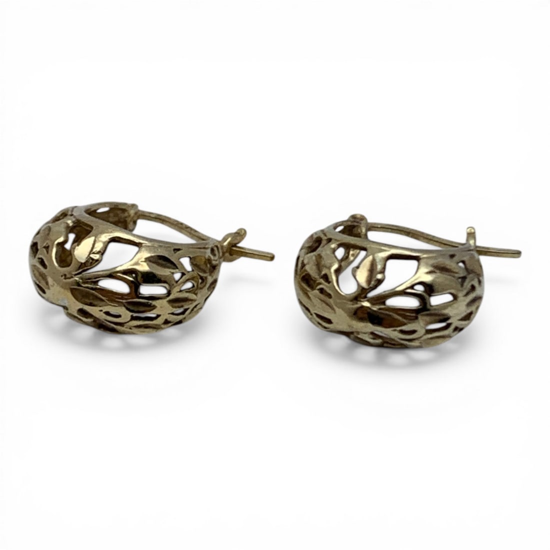 Sterling Silver & Gold Tone Earrings: Marked 925 - 3/4" Long - 3.2 Grams