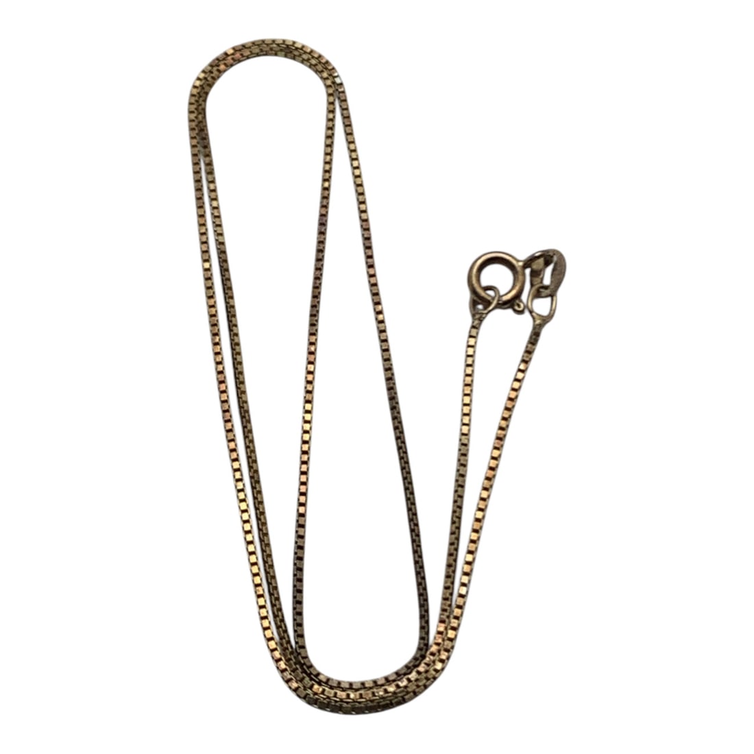Sterling Silver Gold Tone Box Chain Necklace: Marked 925 - 18" Long - 2.7 Grams