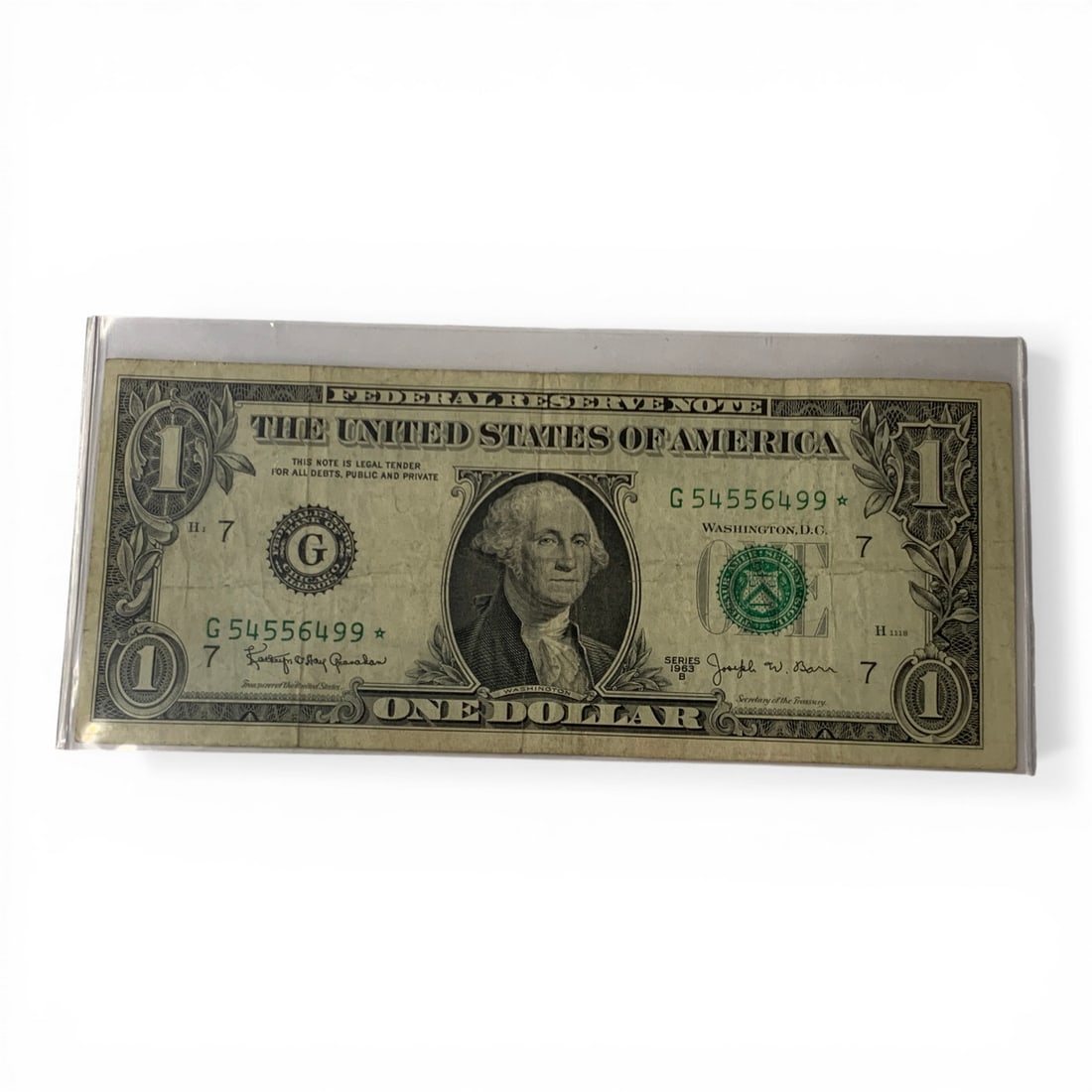 1963 B $1 Star Note Barr Bill: Series Of 1963 B - Green Seal