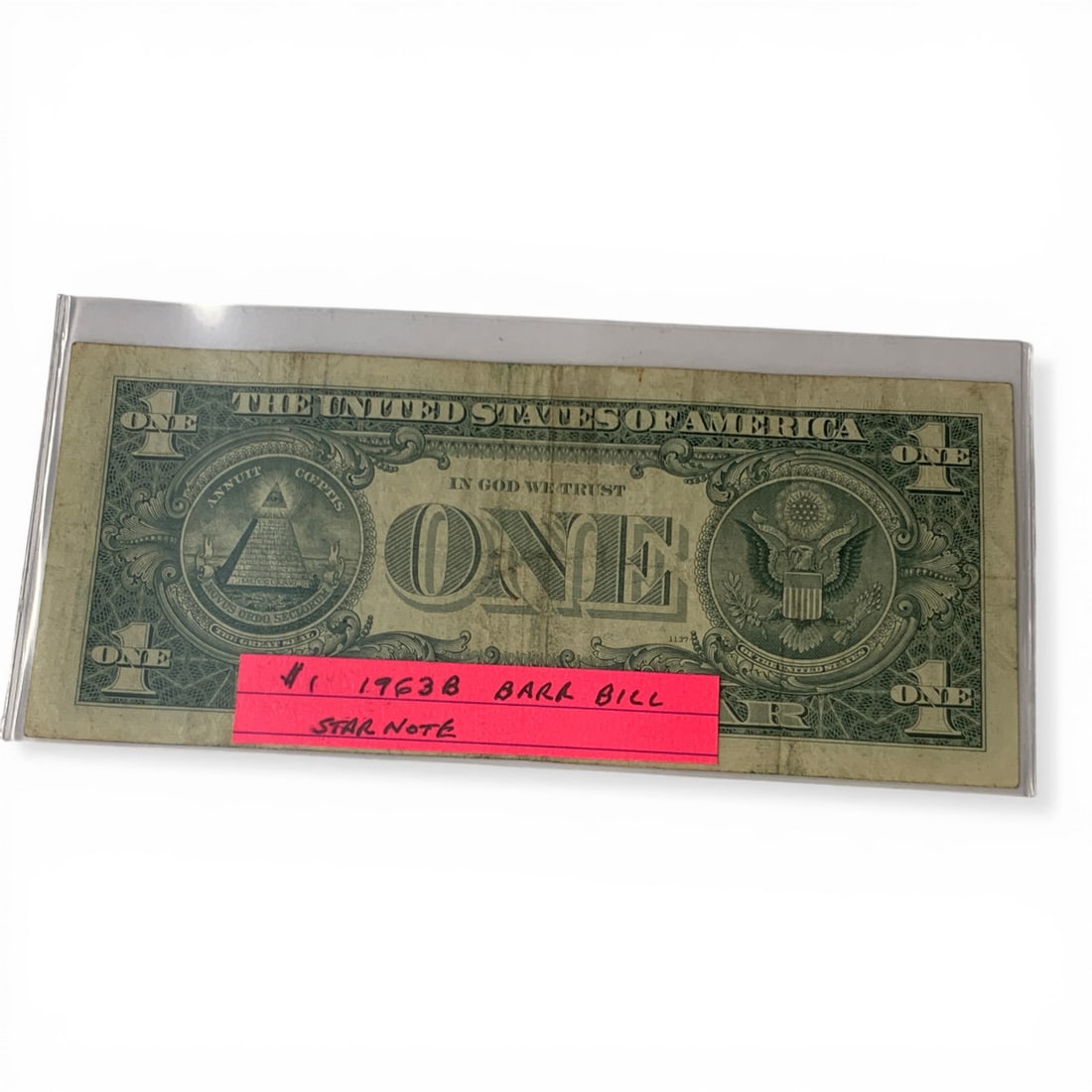 1963 B $1 Star Note Barr Bill - 2