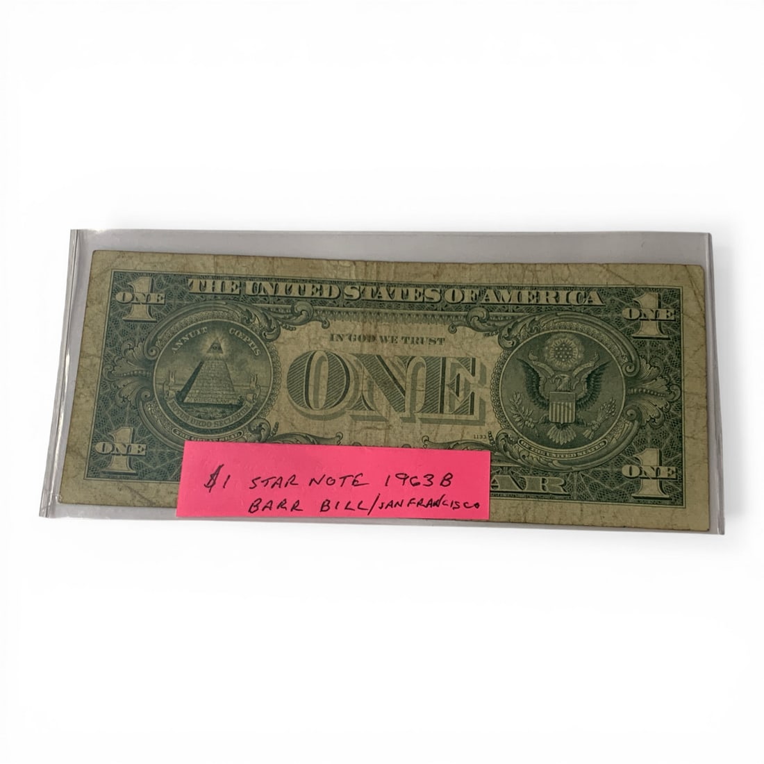 1963 B $1 Star Note Barr Bill - 2