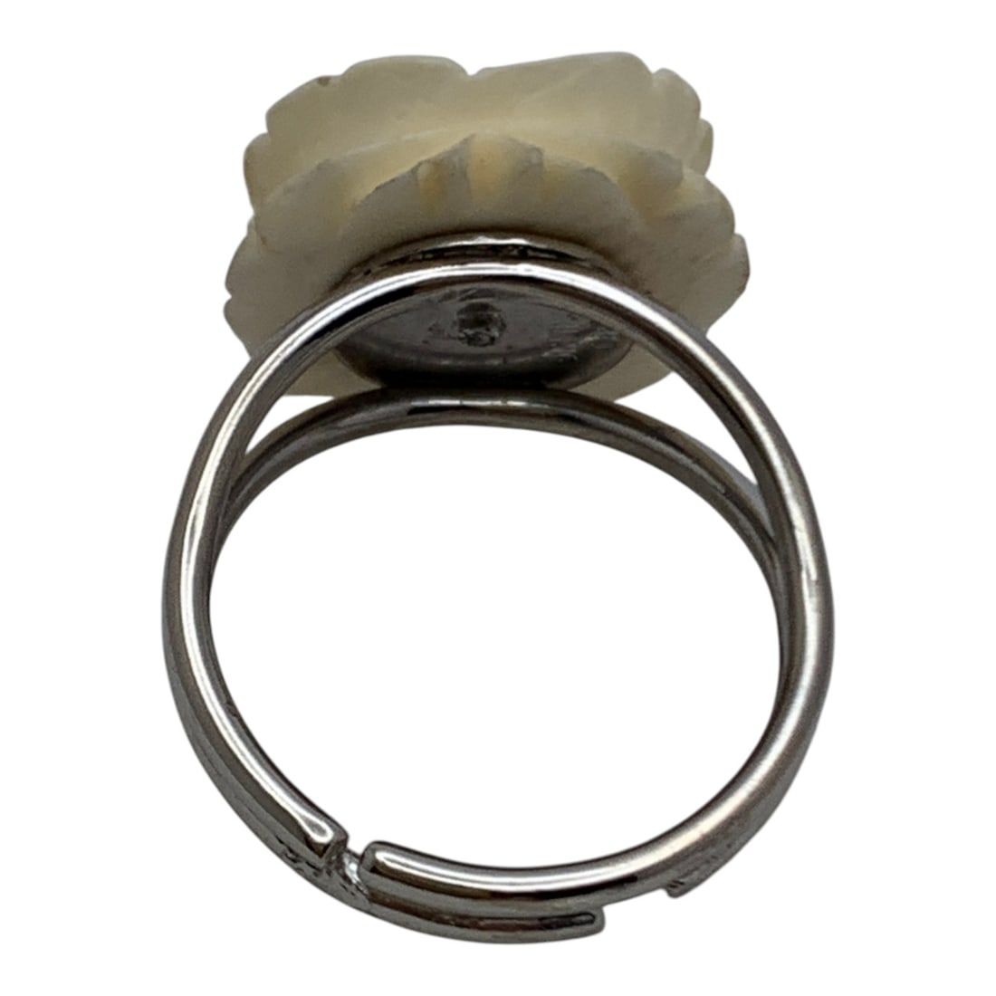 Sterling Silver Ring With Carved Flower - 2