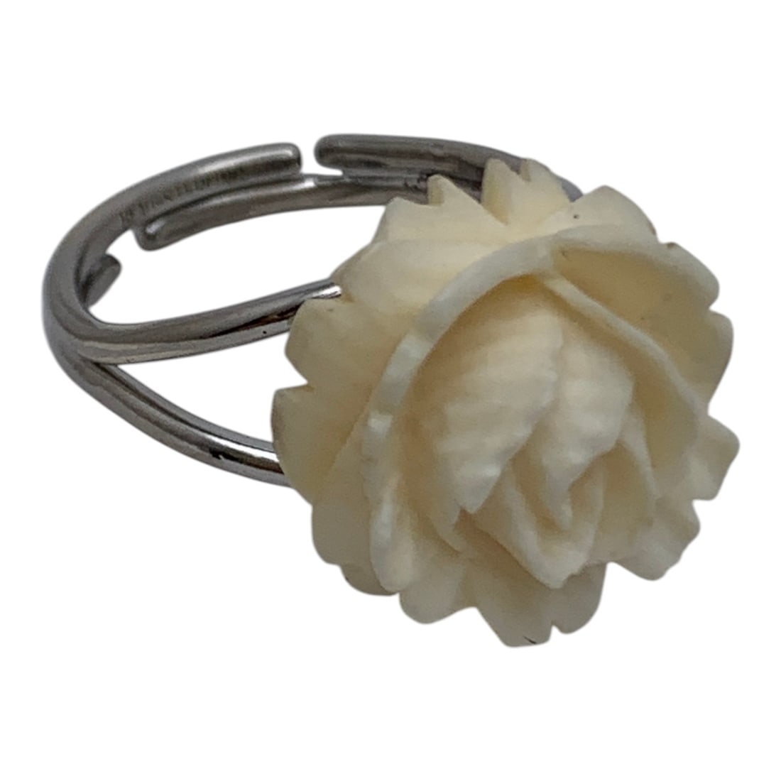 Sterling Silver Ring With Carved Flower - 4