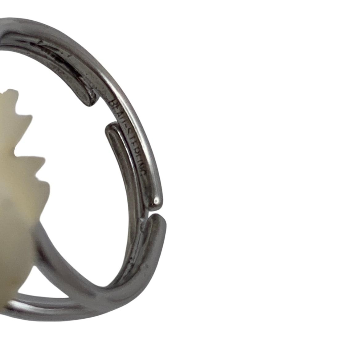 Sterling Silver Ring With Carved Flower - 6