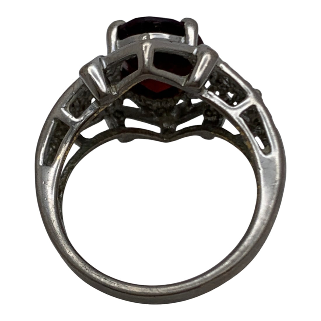 Sterling Silver Ring With Red Stone - 2