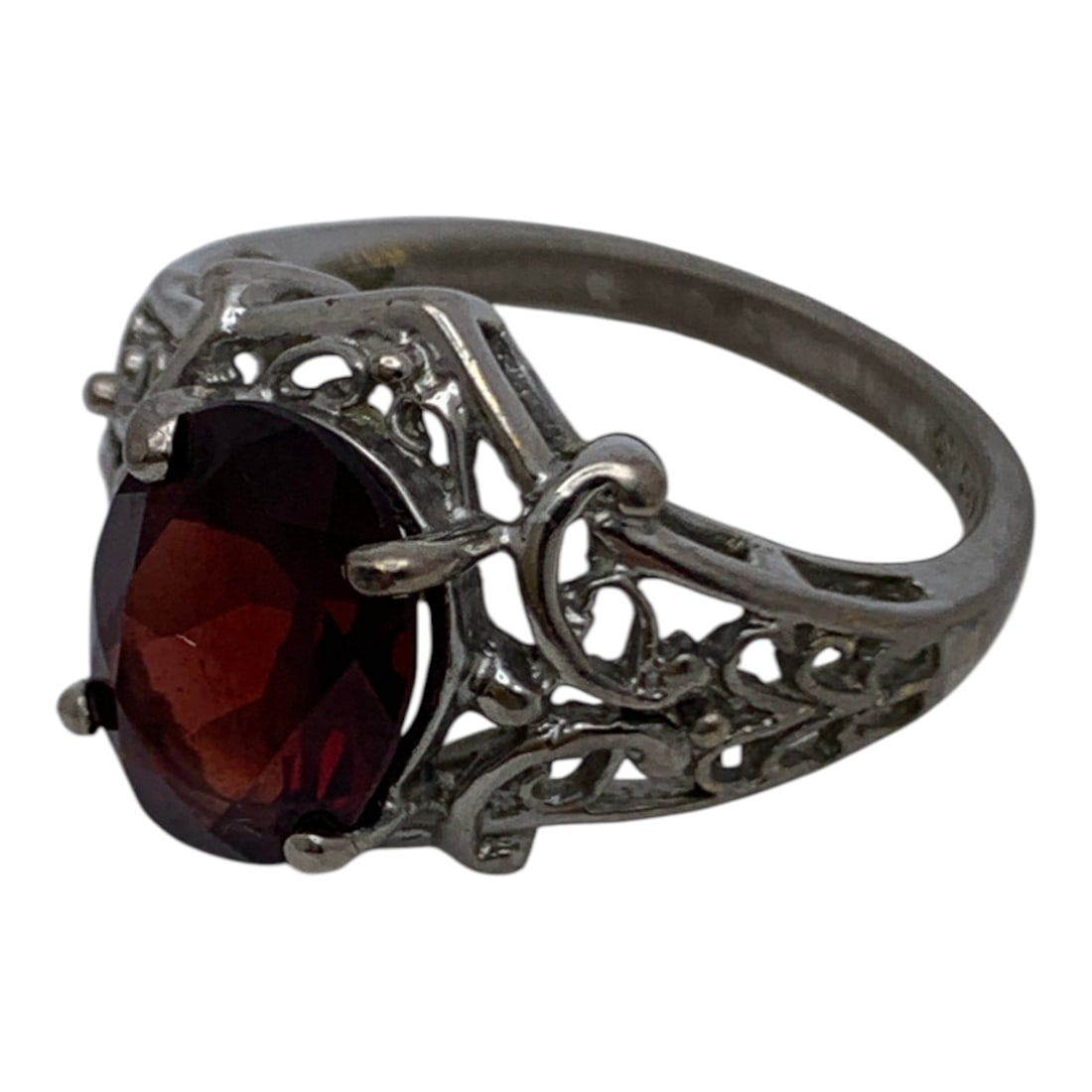 Sterling Silver Ring With Red Stone - 3