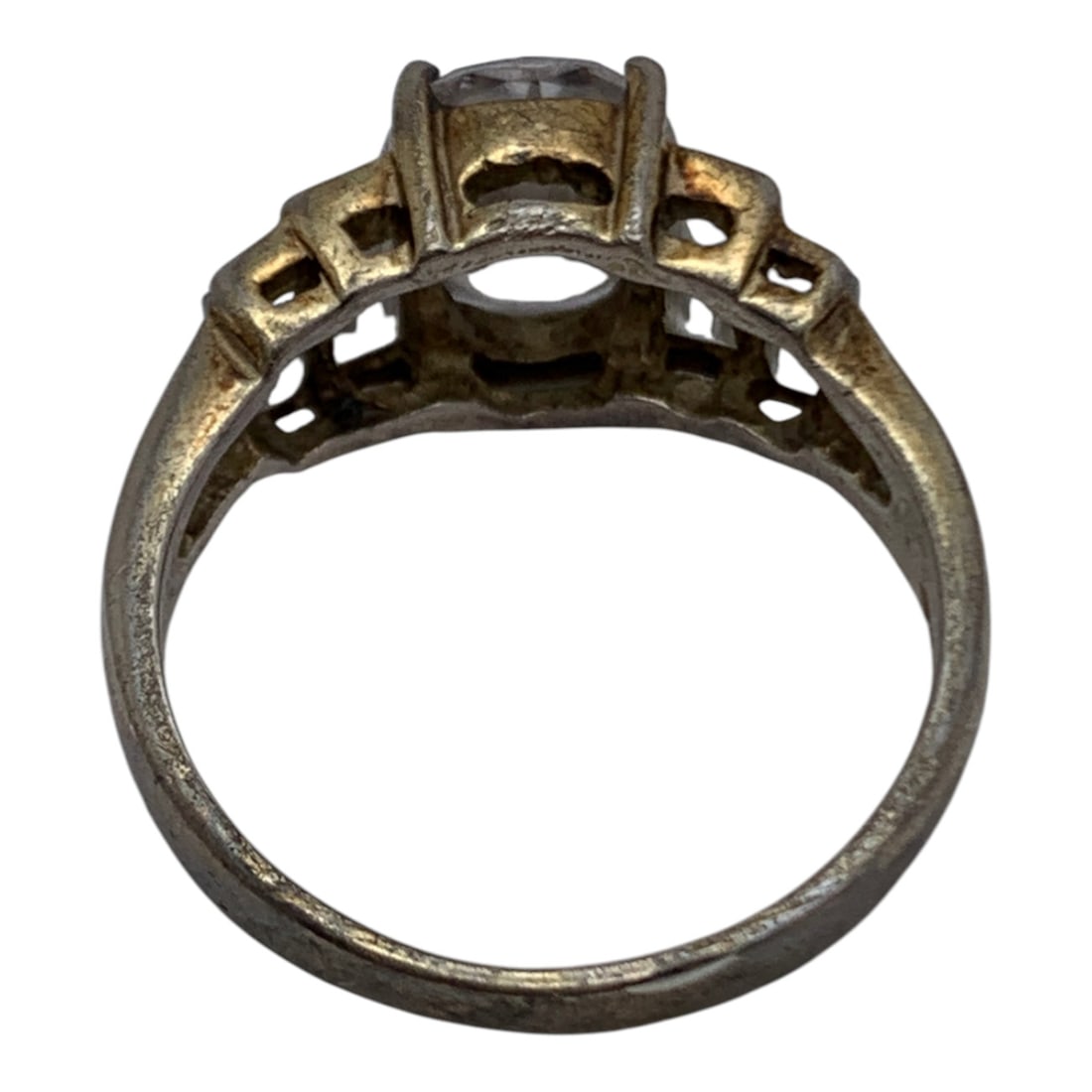 Sterling Silver Ring With Clear Stones - 2