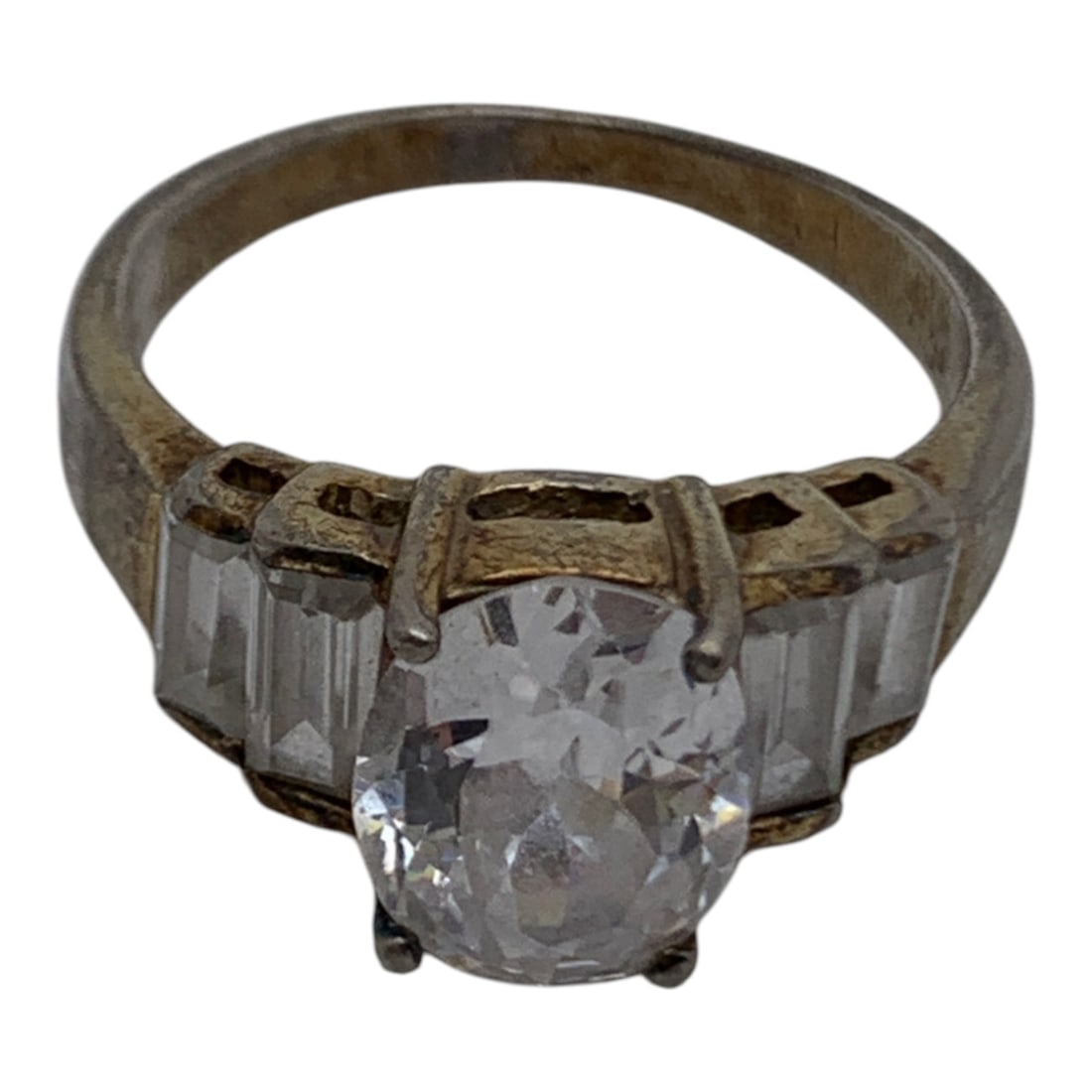 Sterling Silver Ring With Clear Stones - 5