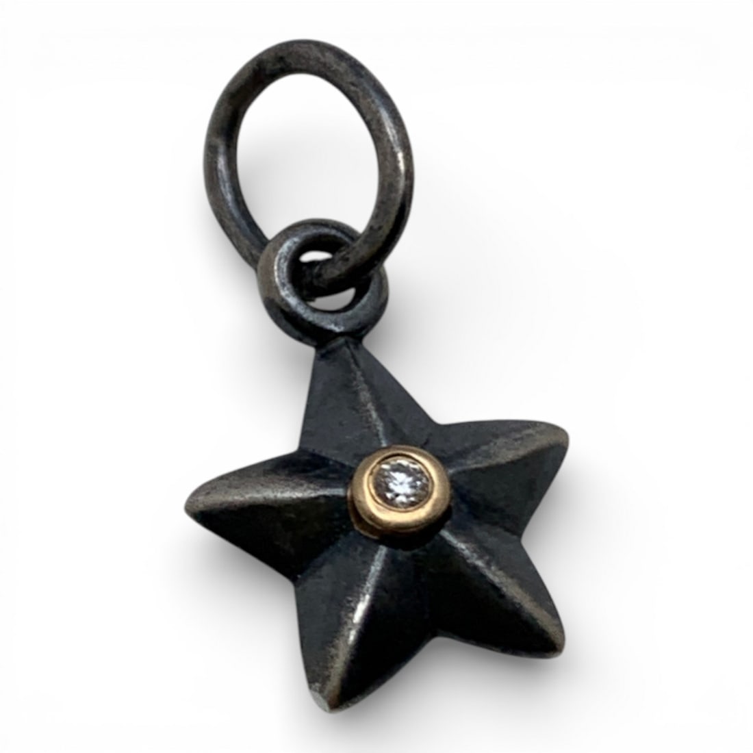 Sterling Silver & Clear Stone Stone Charm: Marked 925 - 3/4" Long - 1.7 Grams