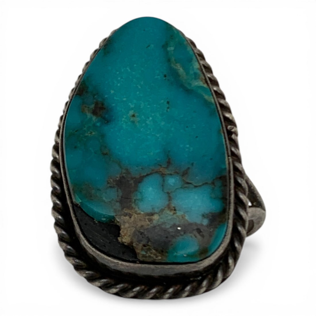 Silver & Blue Stone Ring - 5