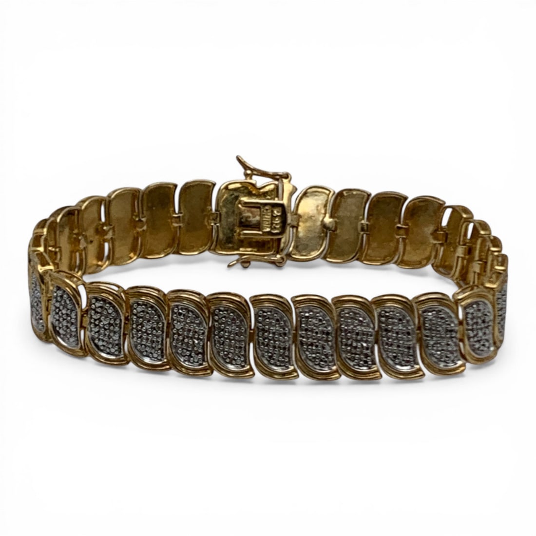 Sterling Silver Gold Tone Bracelet: Marked 925 - 7 1/2" Long - 22.9 Grams