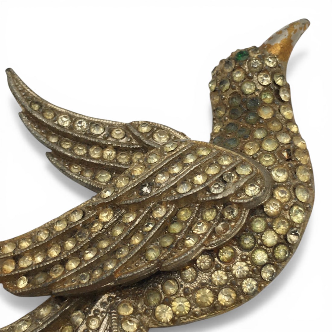 Large Rhinestone Bird Brooch - 2