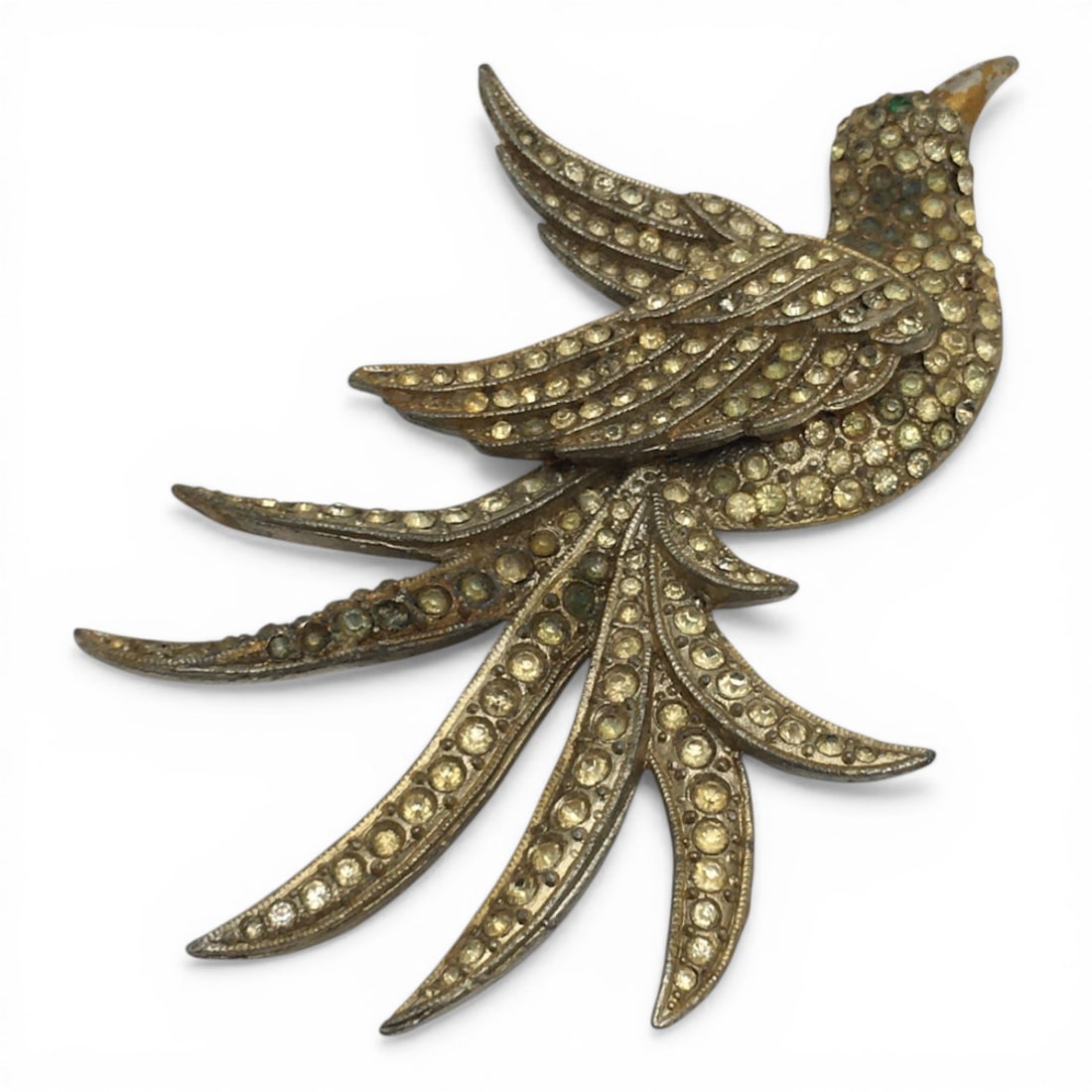 Large Rhinestone Bird Brooch - 5