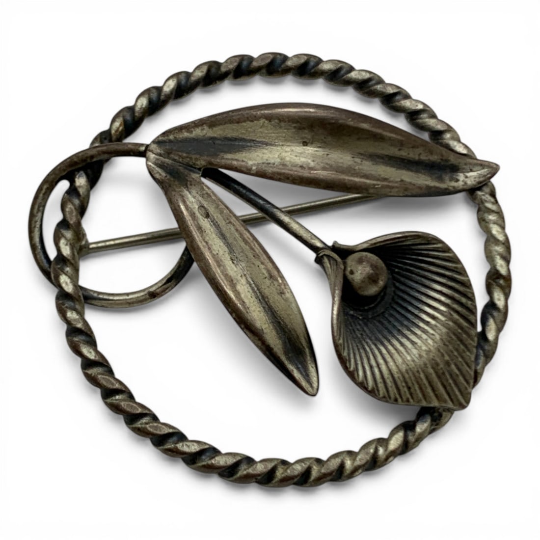 Sterling Silver Floral Pin: Marked Sterling - 1 1/2" Long - 7.2 Grams