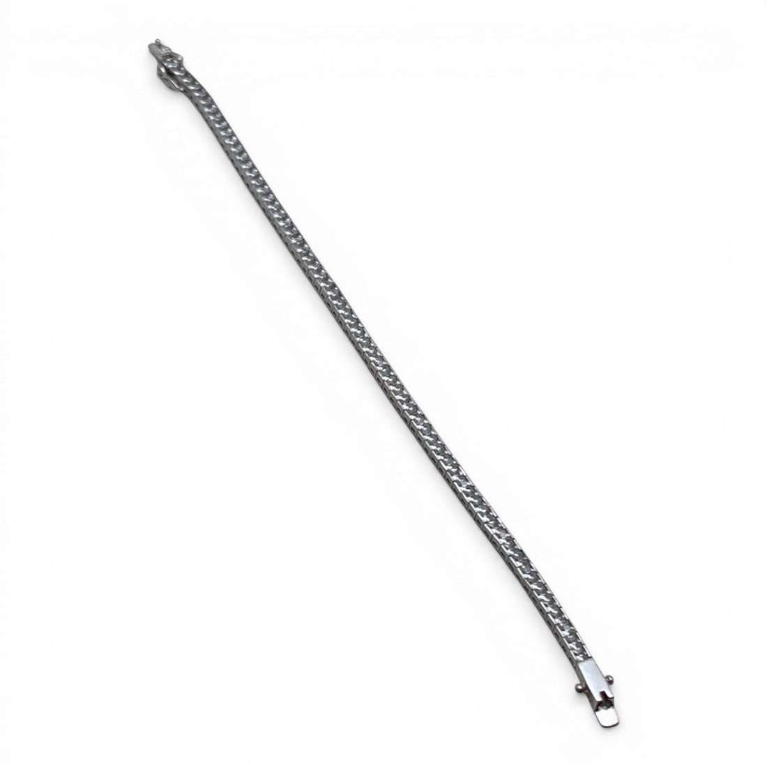 Sterling Silver Bracelet With Clear Stones: Marked 925 - 7 3/8" Long - 11.2 Grams