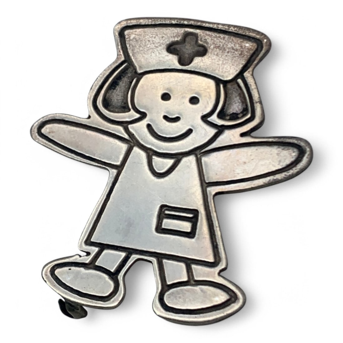 Mexico Sterling Silver Nurse Pin: Marked 925 - 1 1/2" Long - 8.4 Grams