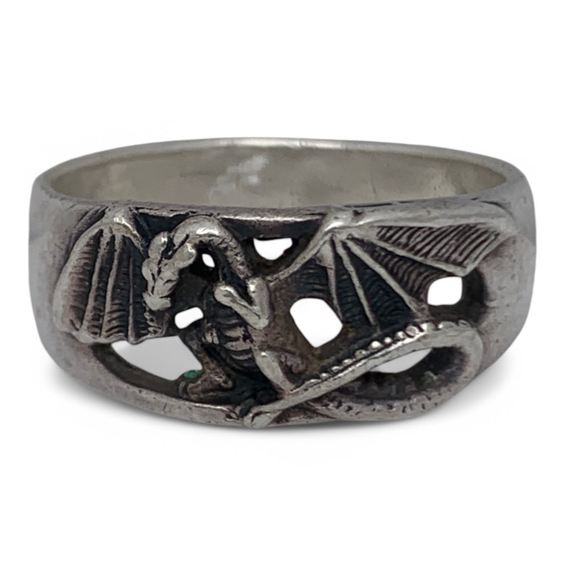 Sterling Silver Dragon Ring: Marked Sterling - Size 12 - 8.2 Grams