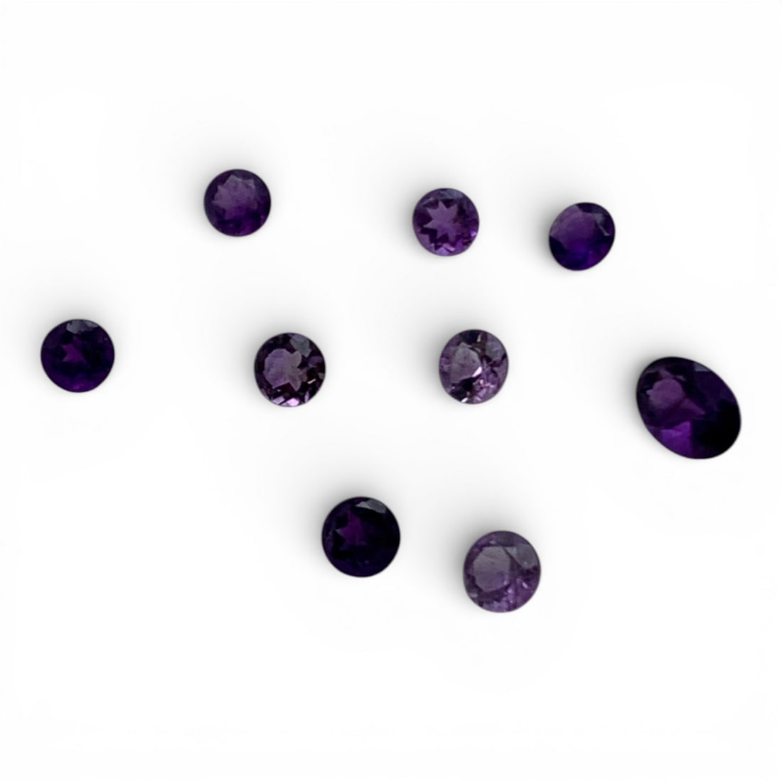 Grouping Of Amethyst Gemstones: 1.1 Total Grams Gemstones Tested With Presidium Gem Tester Il - Berners Does Not Guarantee Authenticity Of Gemstones