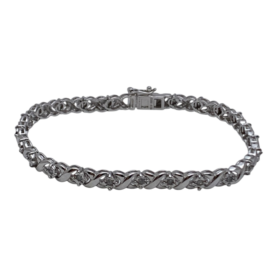 Sterling Silver & Diamond Bracelet (1 of 4)