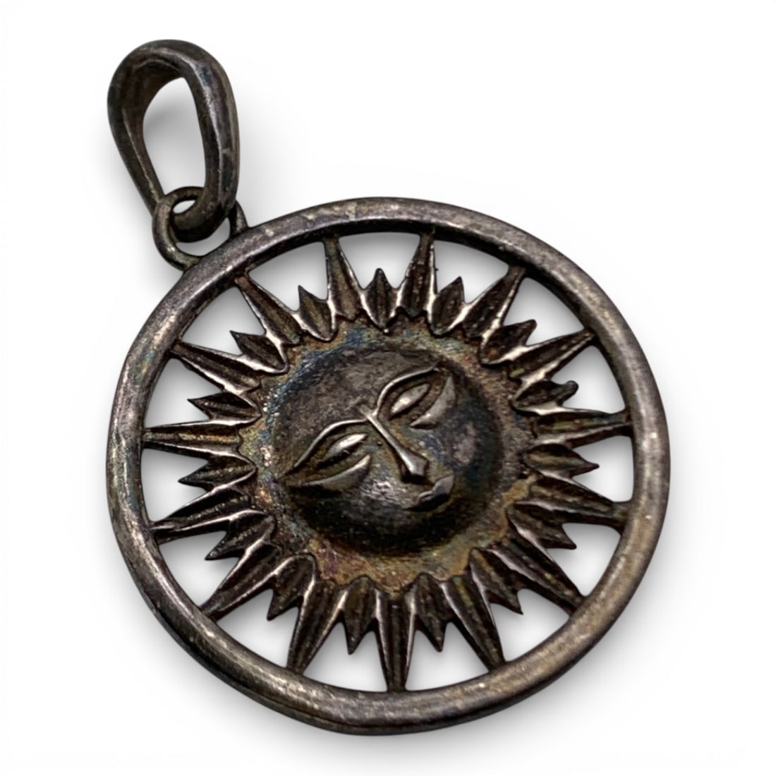 Sterling Silver Sun Pendant: Marked 925 - 1 1/4" Long - 2.6 Grams