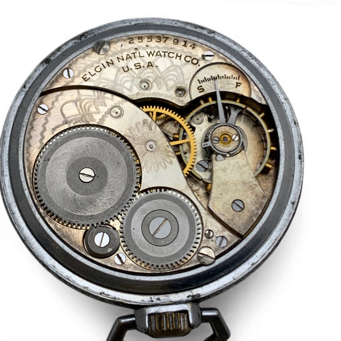 Elgin Silver Tone Pocket Watch - 4