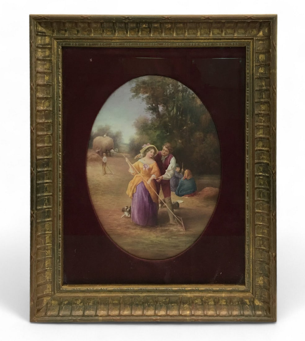 Royal Doulton Plaque, Happy Days, Leslie Johnson: Marked On Bottom: Royal Doulton England. Leslie Johnson Hand Painted. Happy Days. Signed Lower Right Below Scene: Leslie Johnson. 12.75" X 9.75" Oval Porcelain Plaque. In Frame: 20.25" X 17".