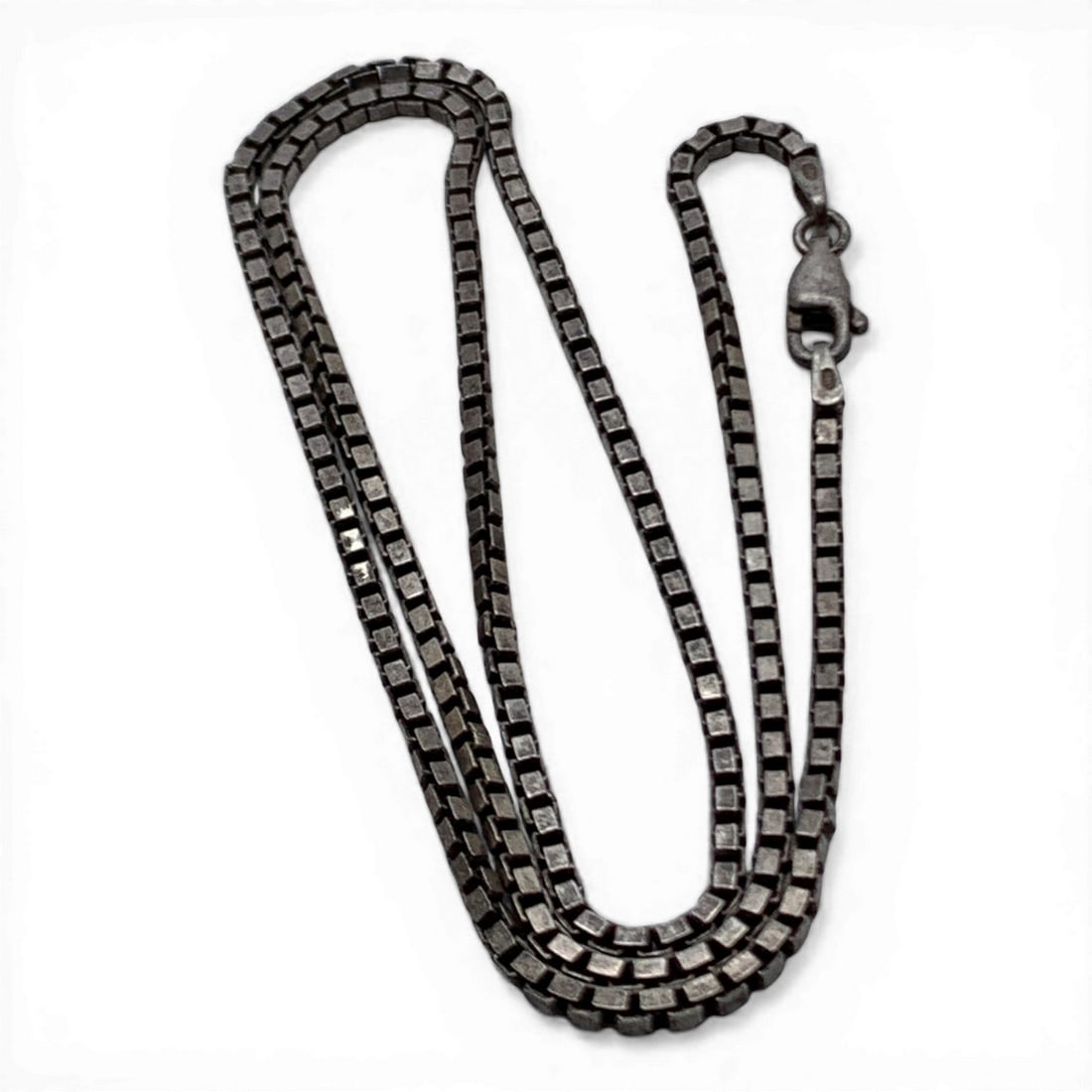 Sterling Silver Box Chain Necklace: Sterling Silver Necklace Featuring A Box Chain Design Marked 925 - 18" Long - 9.4 Grams