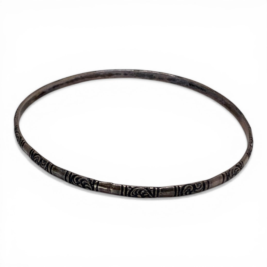 Thin Sterling Silver Bangle Bracelet - 2