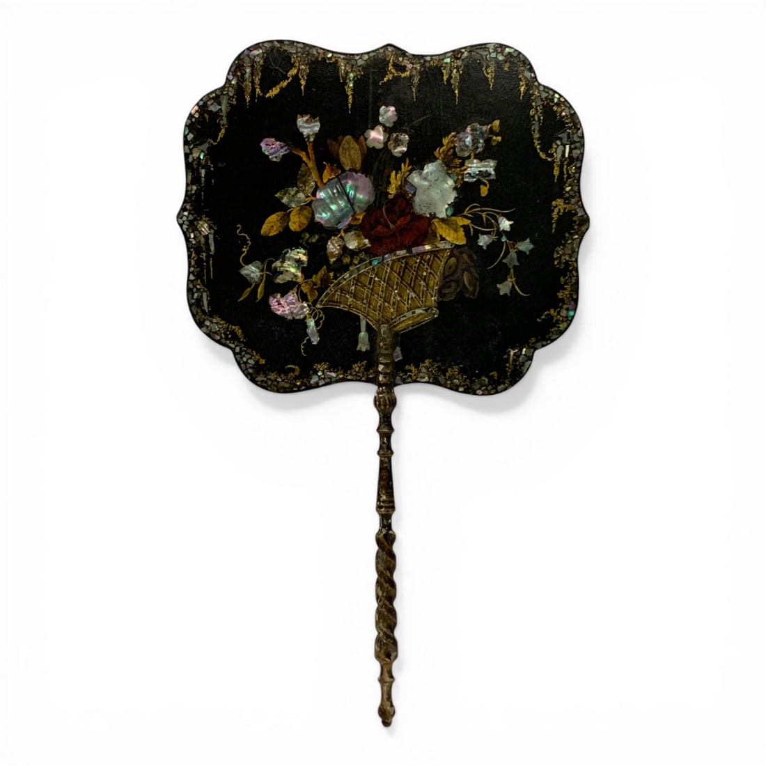 19th Century Victorian Papier Mache Screen Fan (1 of 4)
