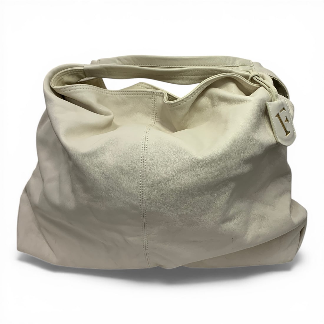 Vintage Furla White Leather Hobo Shoulder Bag (1 of 5)