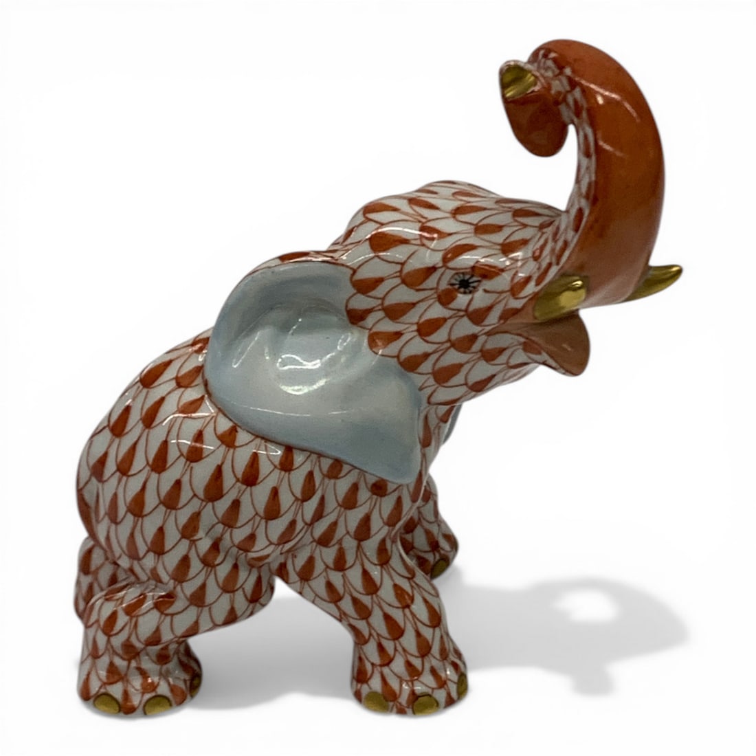 Porcelain Hand Painted Herend Elephant Sculpture (1 of 6)