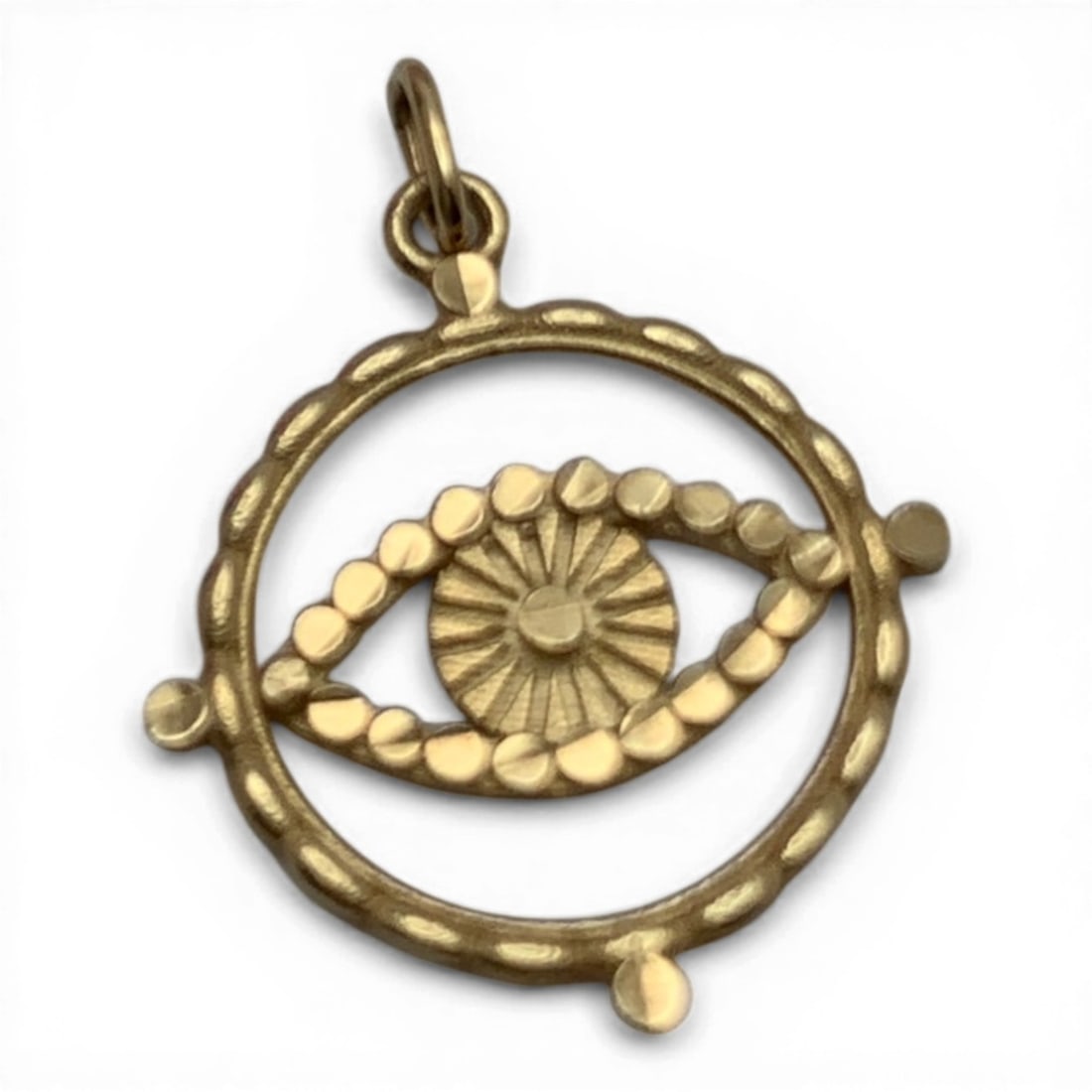 14k Yellow Gold Evil Eye Charm: Tests 14k - 3/4" Long - 0.4 Dwt