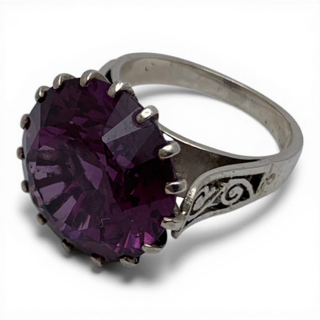 Silver Ring With Large Purple Sapphire - 2