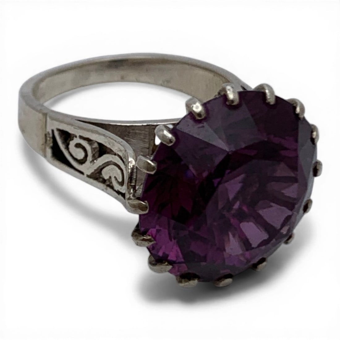 Silver Ring With Large Purple Sapphire - 4