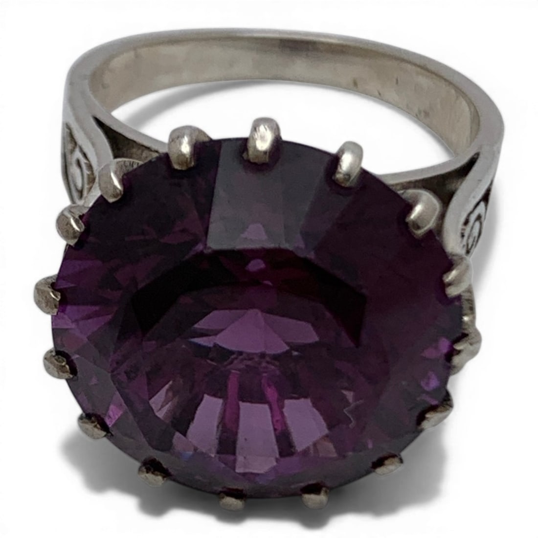 Silver Ring With Large Purple Sapphire - 5