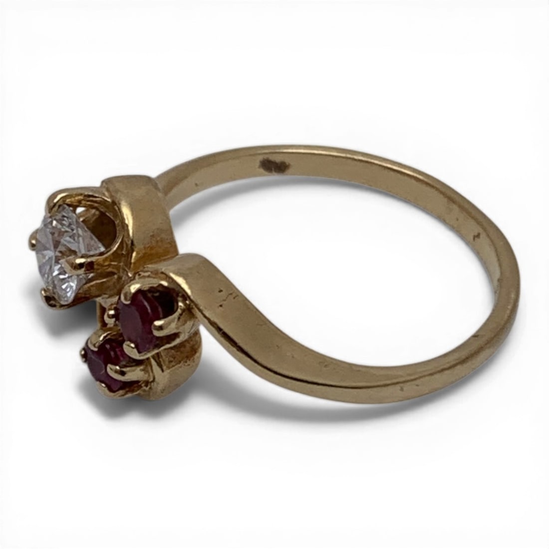14k Yellow Gold Diamond & Ruby Ring - 2