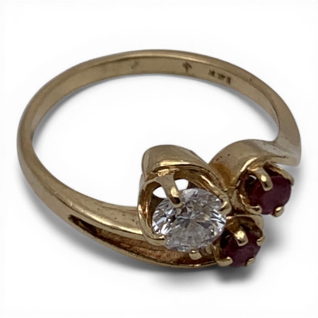 14k Yellow Gold Diamond & Ruby Ring - 4