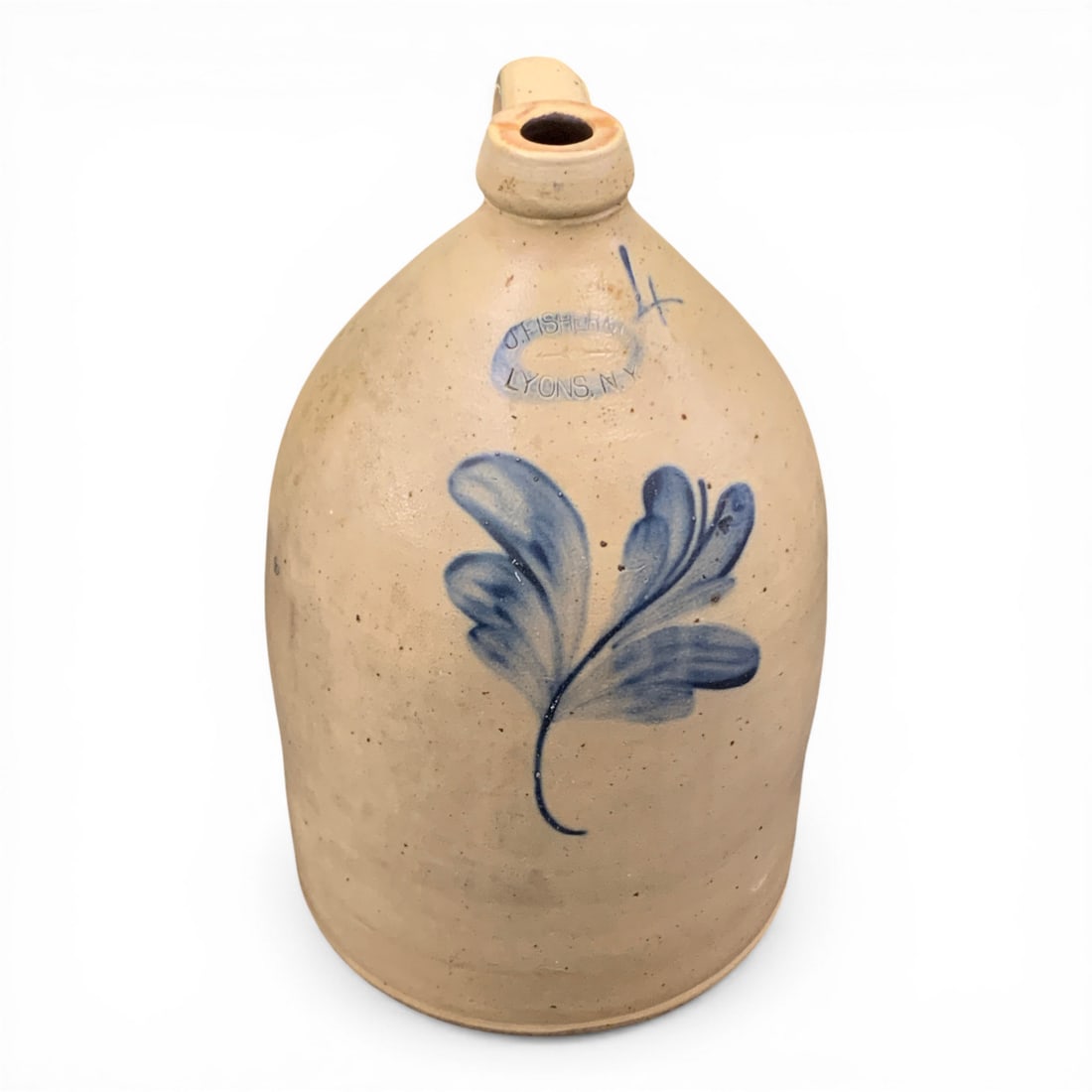 J. Fisher & Co. Lyons N. Y. Stoneware Crock #4: Marked J.fisher & Co. Lyons N.y.17" Tall.