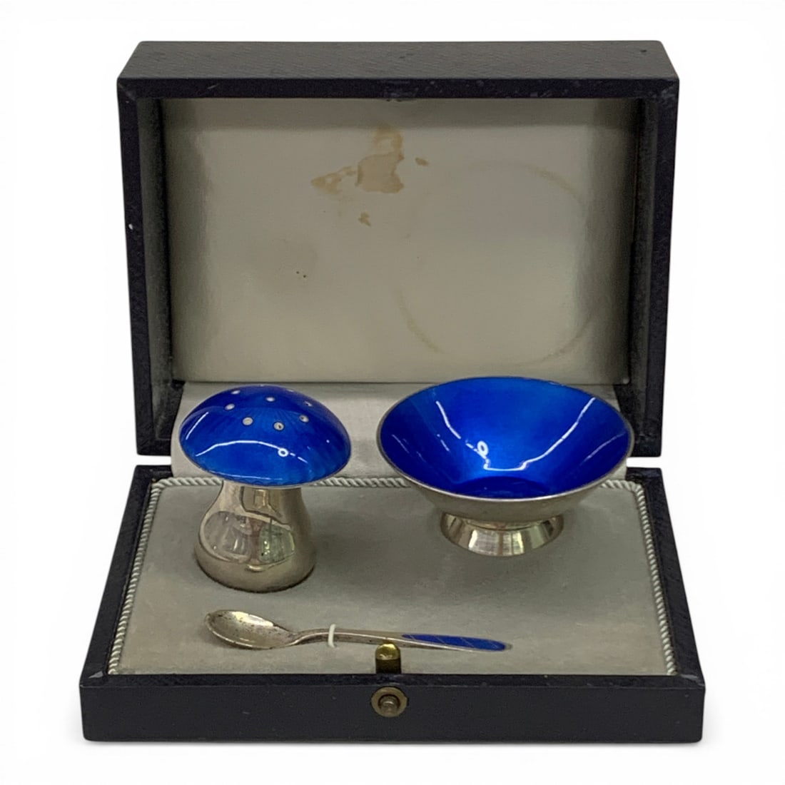 Ela Denmark Sterling Blue Enamel Mushroom S&p Set (1 of 8)