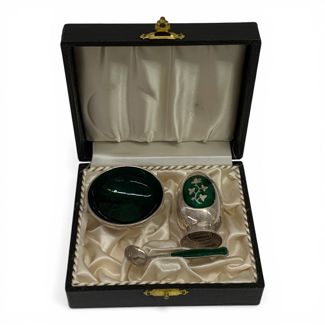 Meka Denmark Sterling Green Enamel S & P Set (1 of 8)