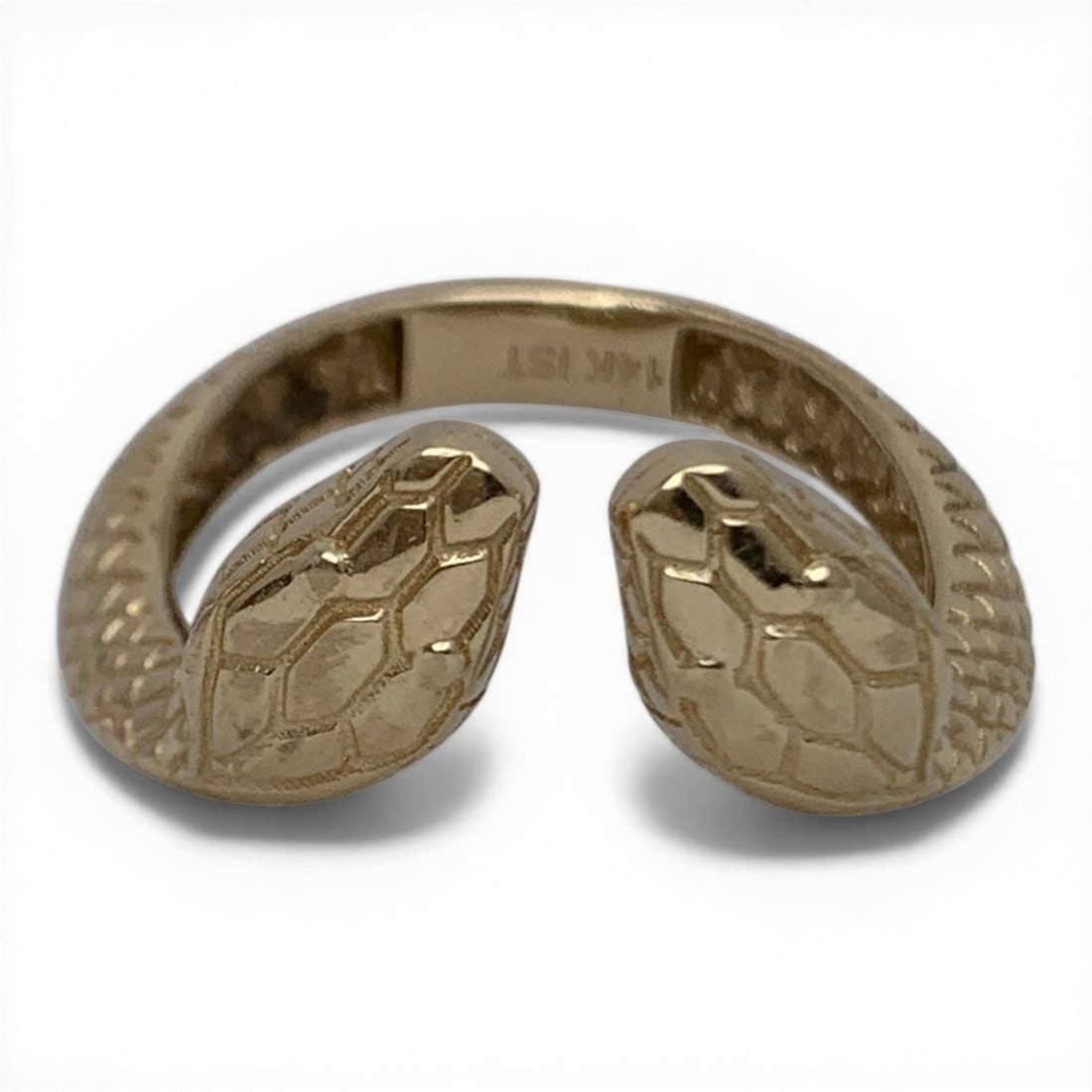 14k Yellow Gold Snake Design Ring: 14k Yellow Gold Ring With A Double Headed Snake Design Marked 14k - Size 9.75 - 2.8 DwtGemstones Tested With Presidium Gem Tester Il - Berners Does Not Gurantee Authenticity Of Gemstones