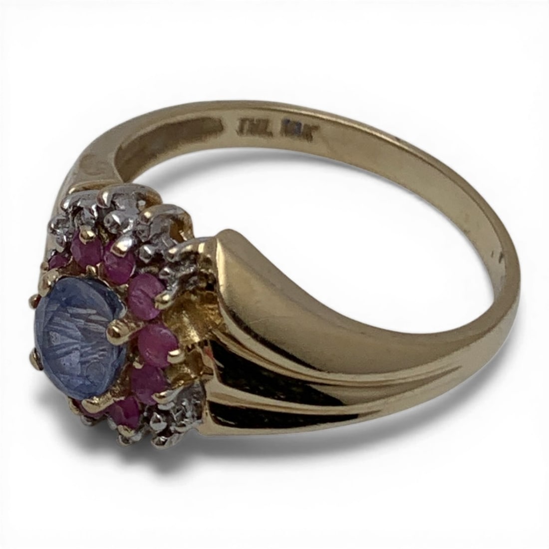 10k Gold Sapphire Ruby & Diamond Ring - 2