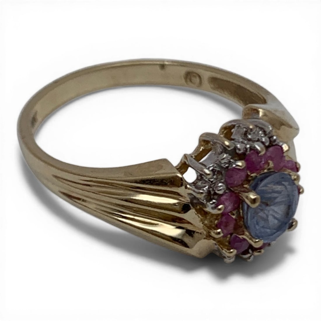 10k Gold Sapphire Ruby & Diamond Ring - 4