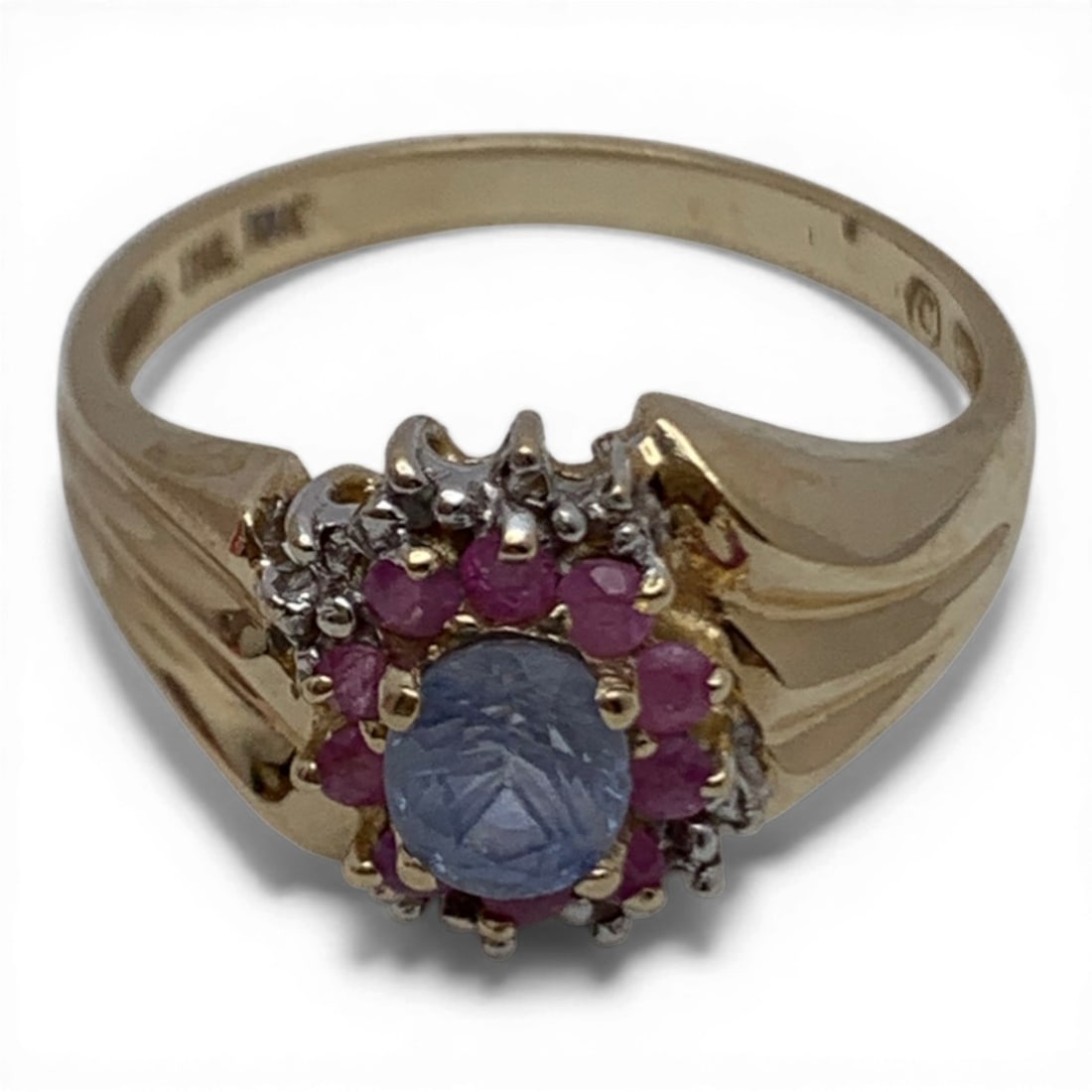 10k Gold Sapphire Ruby & Diamond Ring - 5