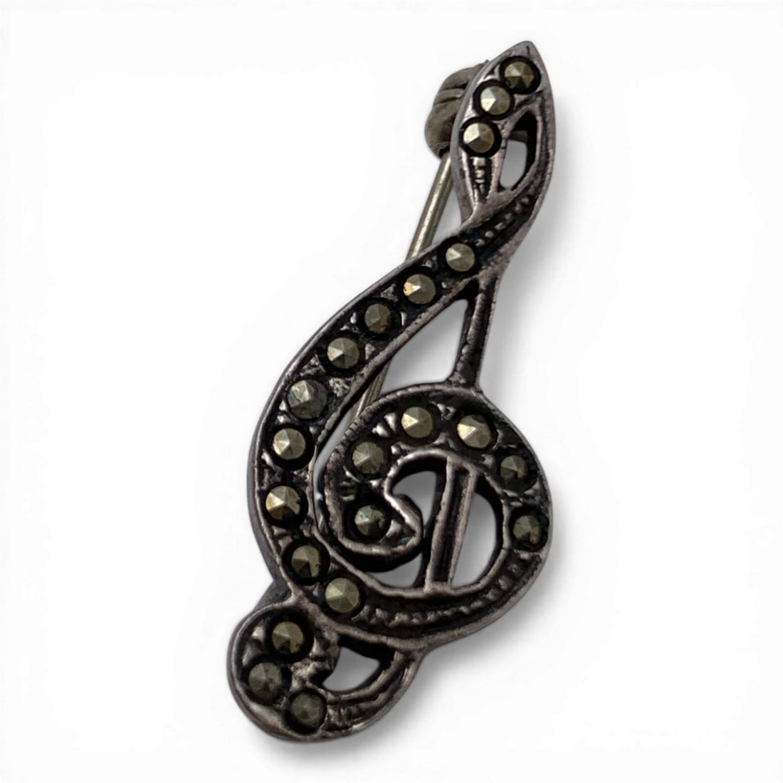 Sterling Silver & Marcasite Musical Note Pin (1 of 3)