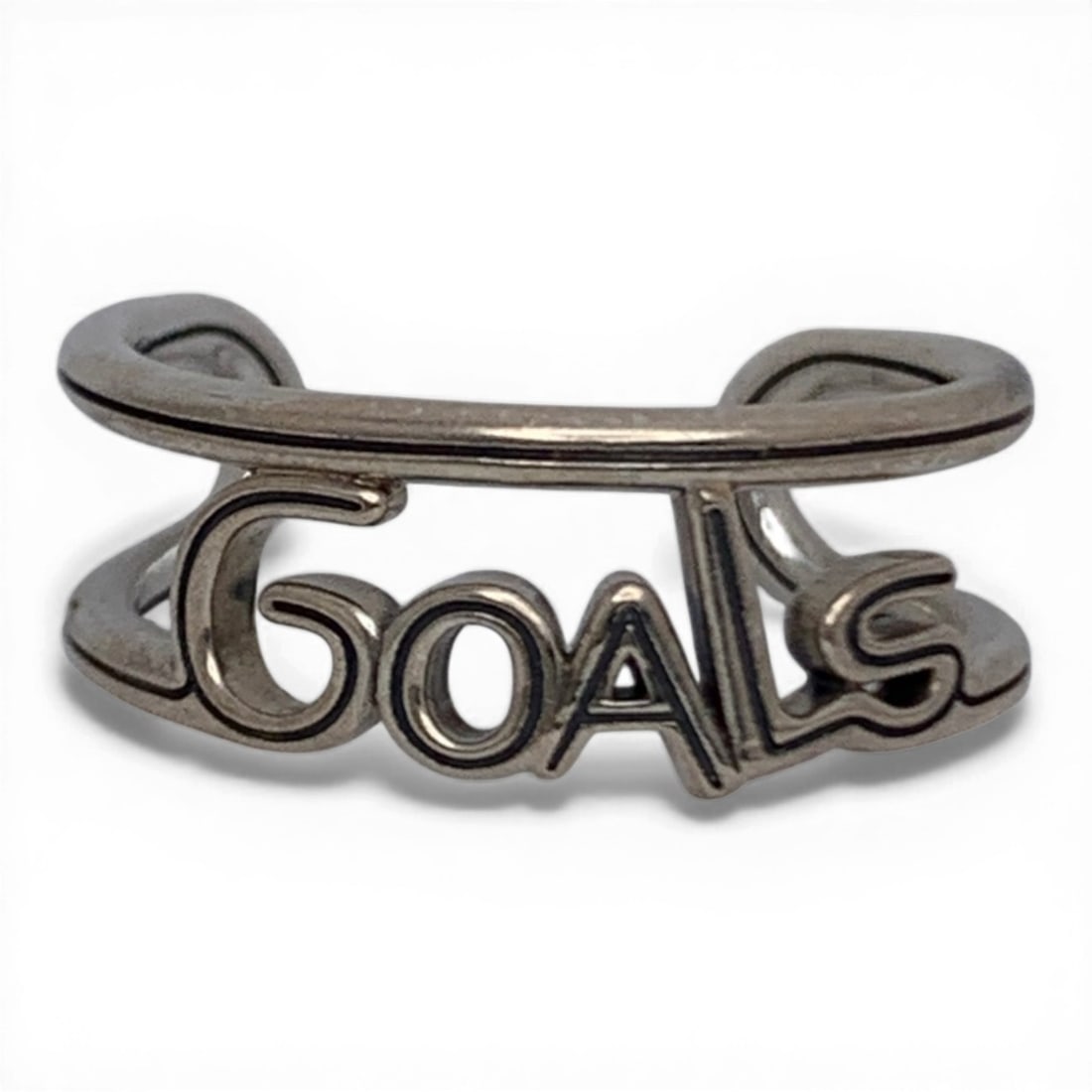 Sterling Silver Ring, Goals: Marked 925 - Size 6 - 3.1 Grams