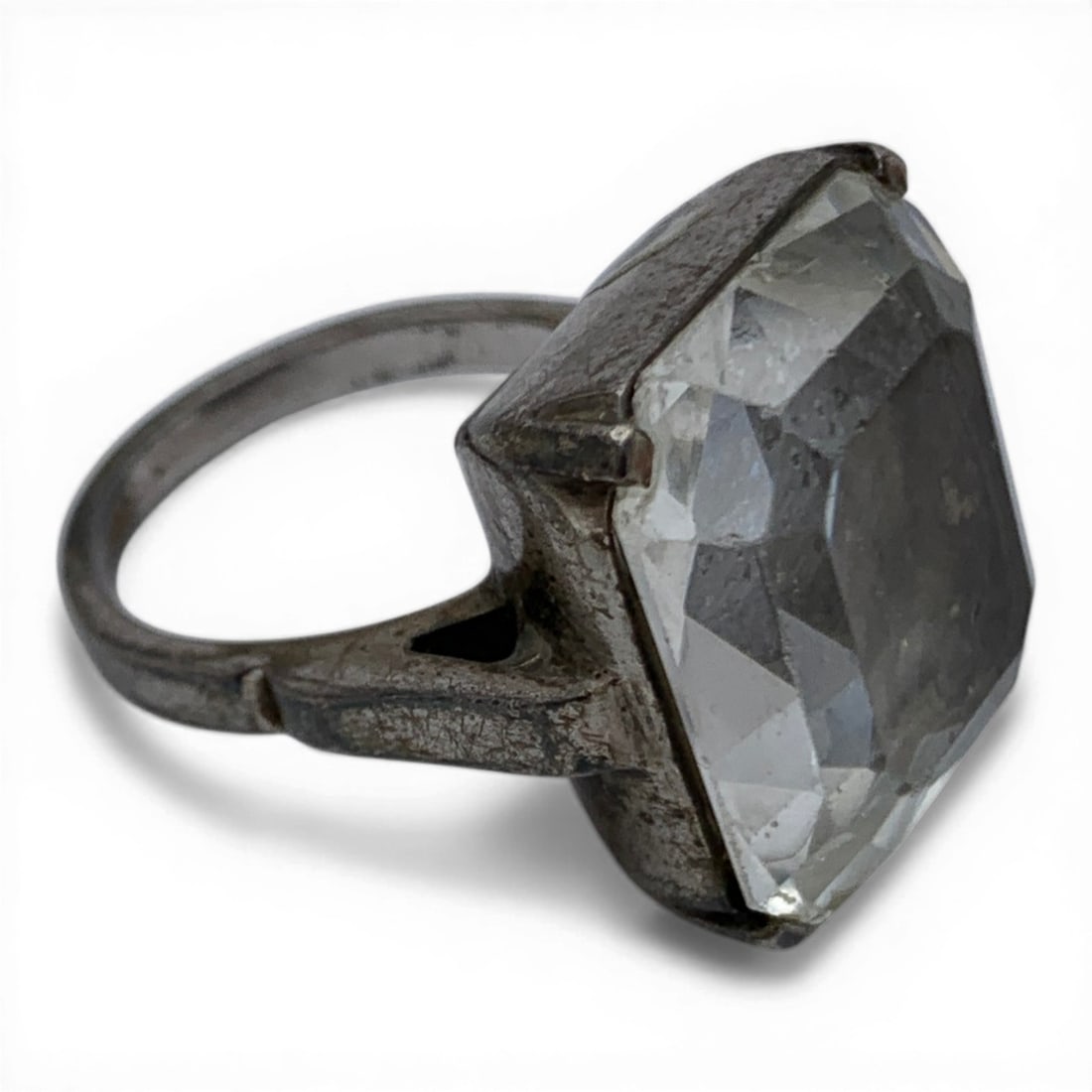 Sterling Silver & Clear Stone Ring - 4