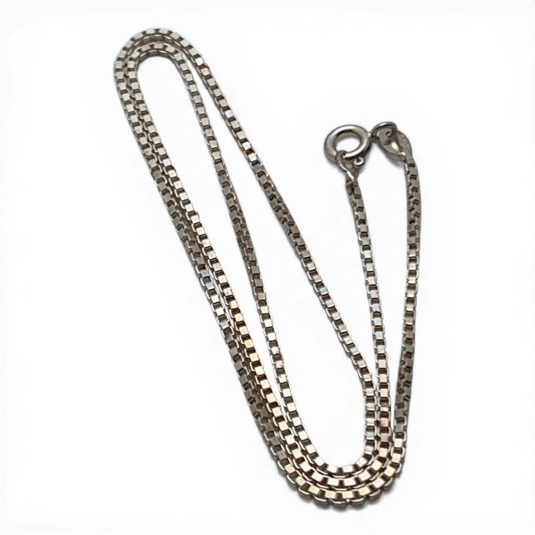Sterling Silver Box Chain Necklace: Sterling Silver Necklace With A Box Chain Design Marked 925 Italy - 16" Long - 4.8 Grams