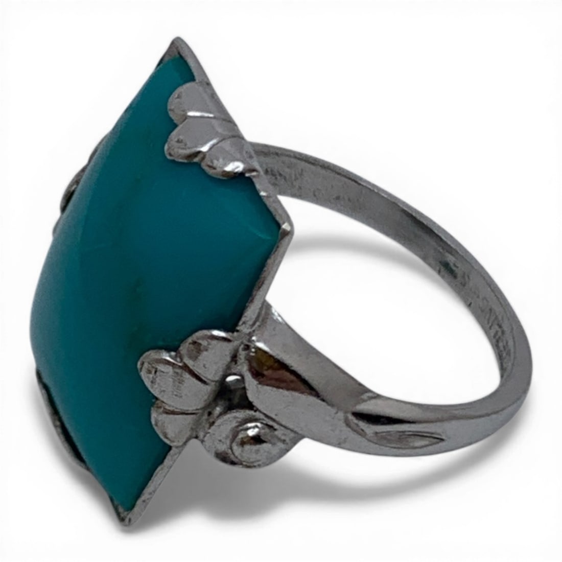 Sterling Silver & Blue Stone Ring - 2